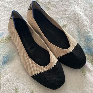 Rothy's The Square 'tuxedo' Black and Cream Flats
